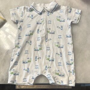 Kissy Kissy White Bodysuit with Blue and Green Print